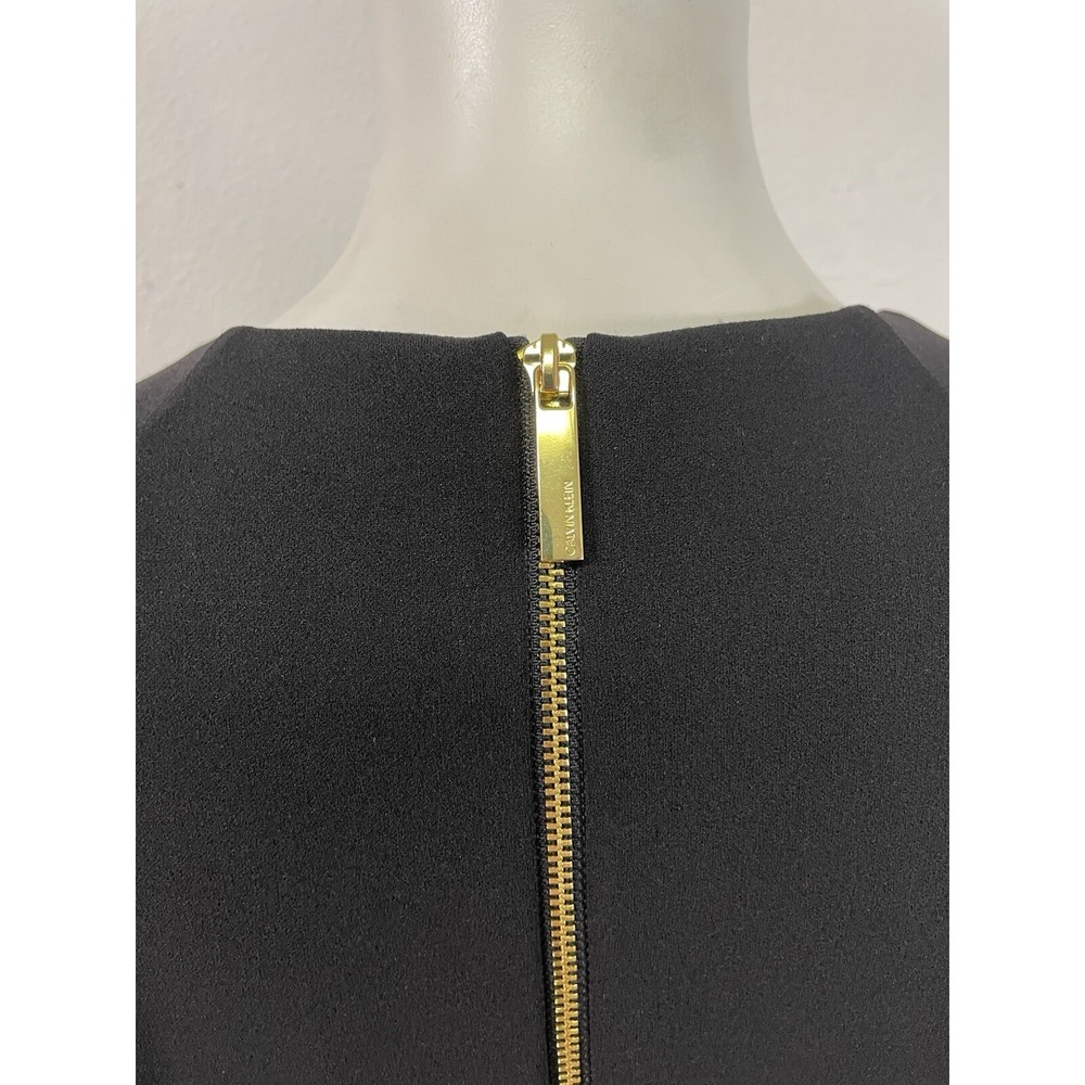 Calvin Klein Womens Jumpsuit Pleated Front 3/4 Bell Sleeve Wide Leg Pockets Sz 6 - Picture 15 of 16